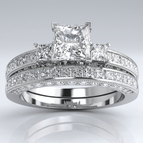 SILVER SQUARE DIAMOND PAVE RING