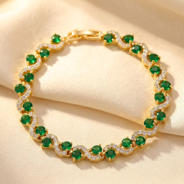Gold Emerald Halo Bracelet
