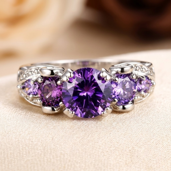 Silver Amethyst Vintage Ring