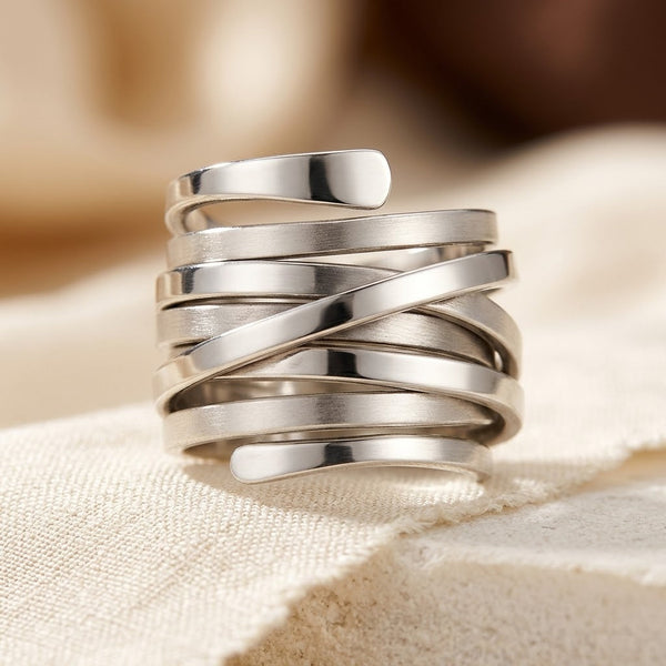Silver Multi Band Wrap Ring