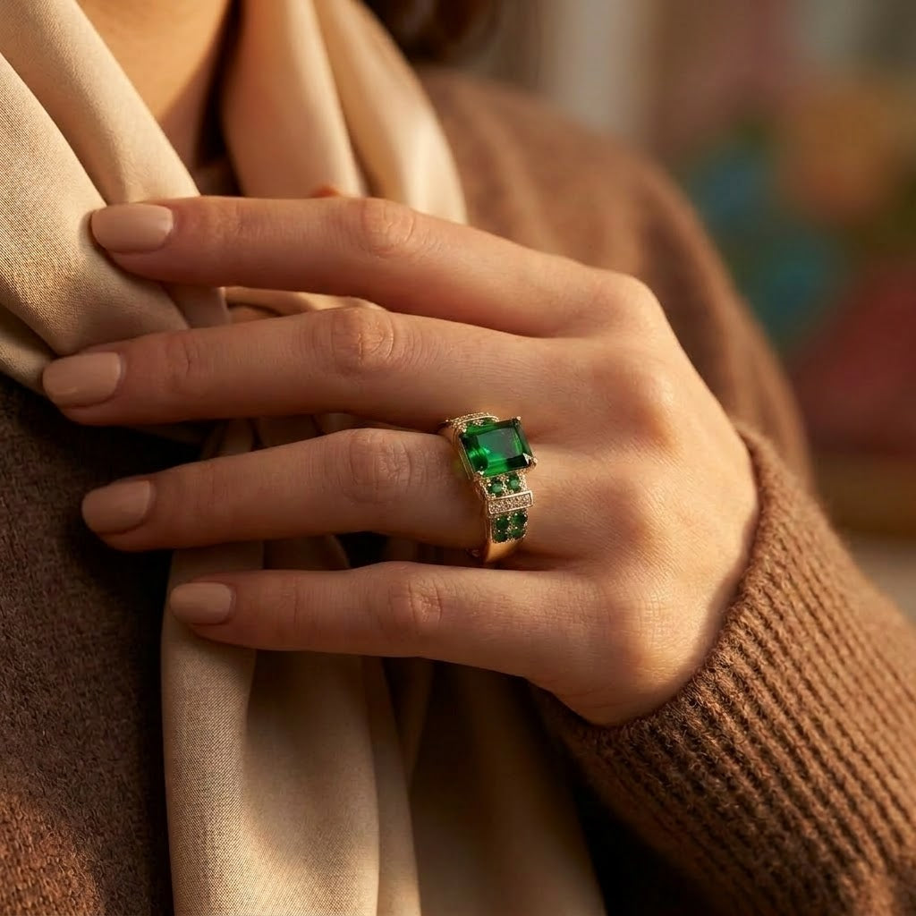 Gold Emerald Multi-Stone Ring