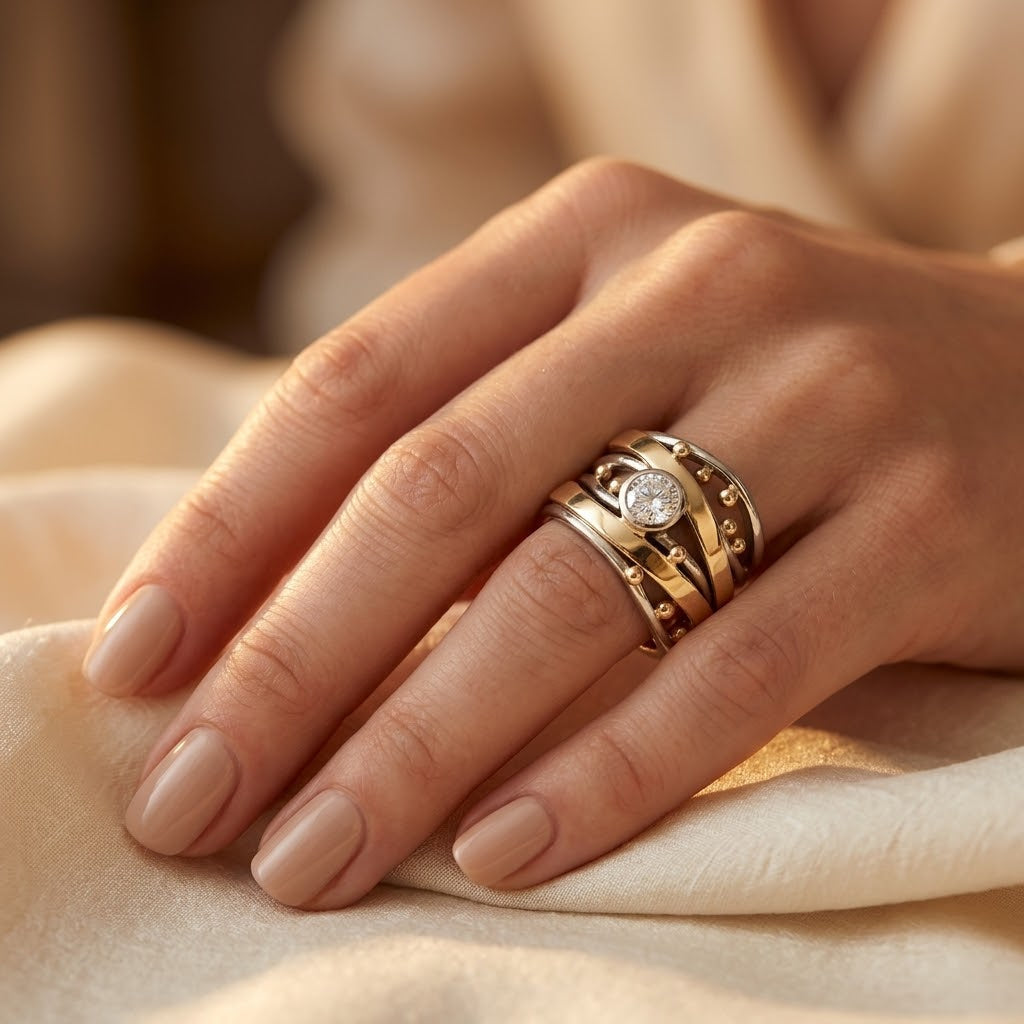 Silver and Gold Bezel Wrap Ring