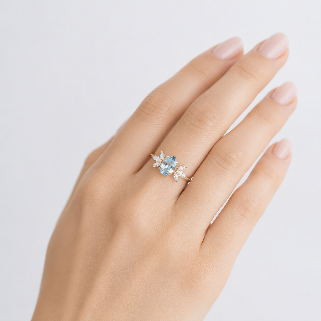GOLD AQUAMARINE MARQUISE RING