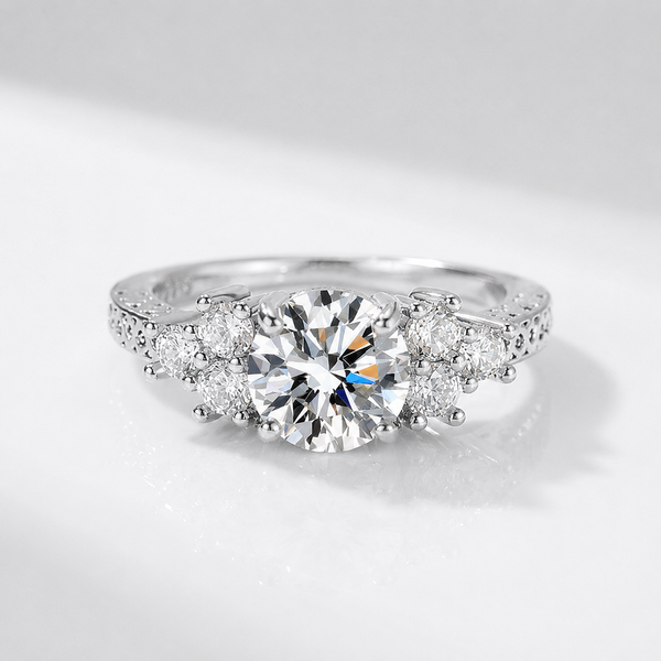 SILVER ROUND ZIRCONIA VINTAGE RING