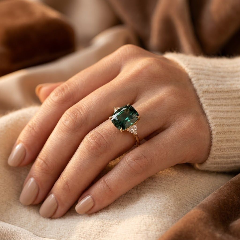 Gold Emerald Solitaire Ring