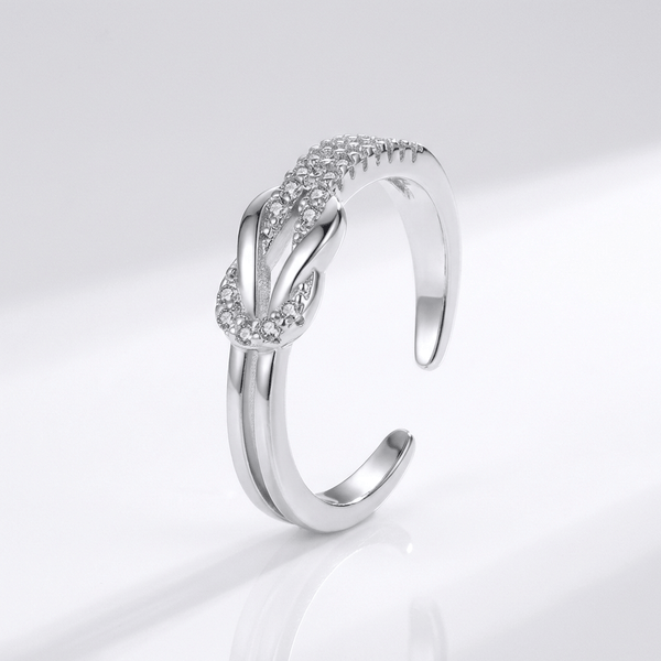 SILVER ZIRCONIA WRAP RING - (ADJUSTABLE)