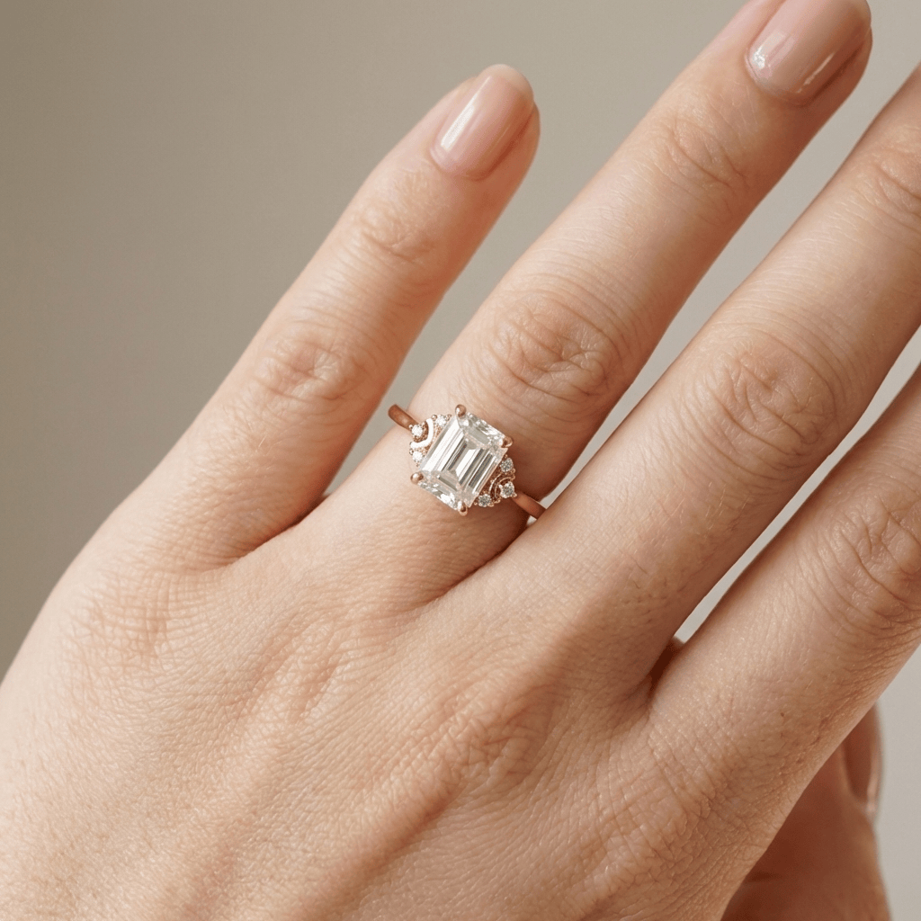 SILVER BAGUETTE DIAMOND RING