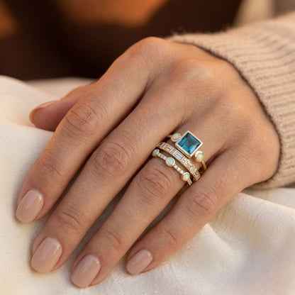 Gold Stacked Geometric Ring Set