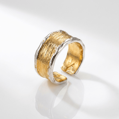 HANDMADE GOLD SILVER TWO TONE RING - (ADJUSTABLE)