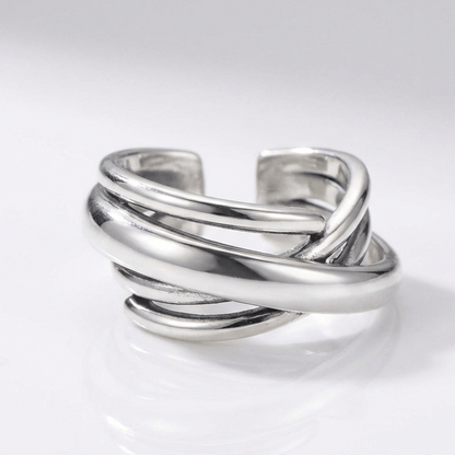 SILVER STACKED ZIRCONIA RING - (ADJUSTABLE)