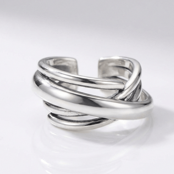 SILVER STACKED ZIRCONIA RING - (ADJUSTABLE)