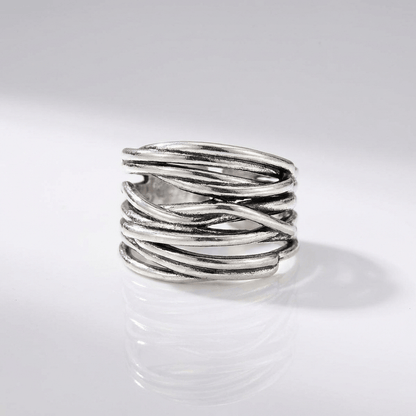 SILVER STACKED ZIRCONIA RING - (ADJUSTABLE)