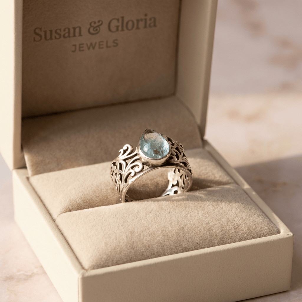 SILVER LABRADORITE VINTAGE RING