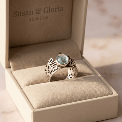 SILVER LABRADORITE VINTAGE RING
