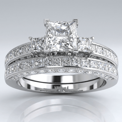 SILVER SQUARE DIAMOND PAVE RING