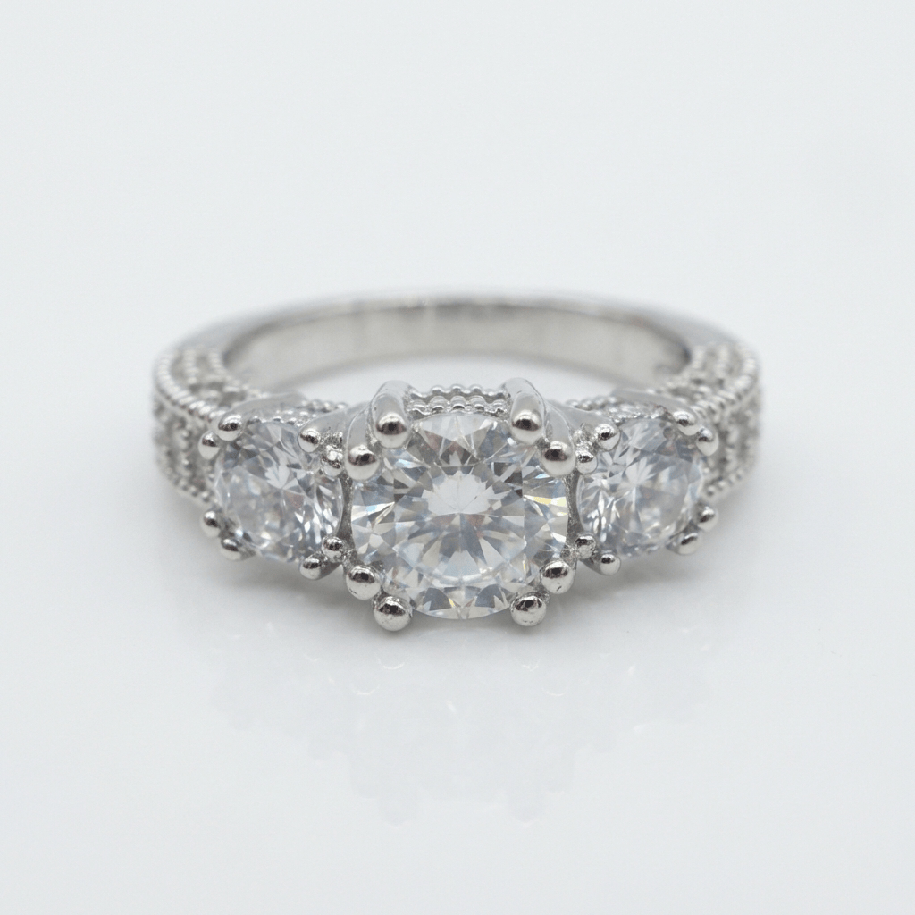 SILVER ROUND ZIRCONIA HALO RING