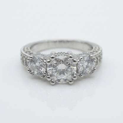 SILVER ROUND ZIRCONIA HALO RING