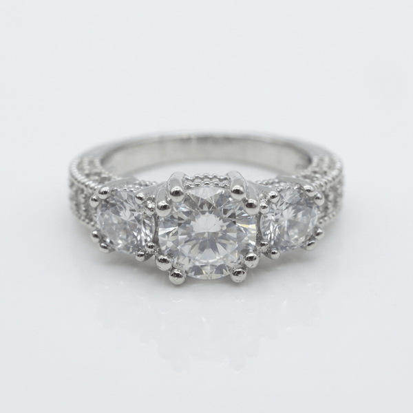 SILVER ROUND ZIRCONIA HALO RING