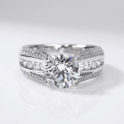 SILVER ROUND DIAMOND PAVE BAND RING