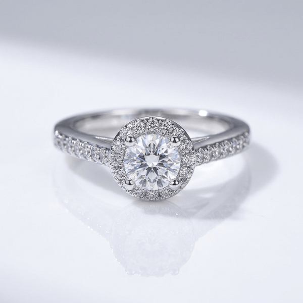 SILVER CUSHION DIAMOND PAVE HALO RING