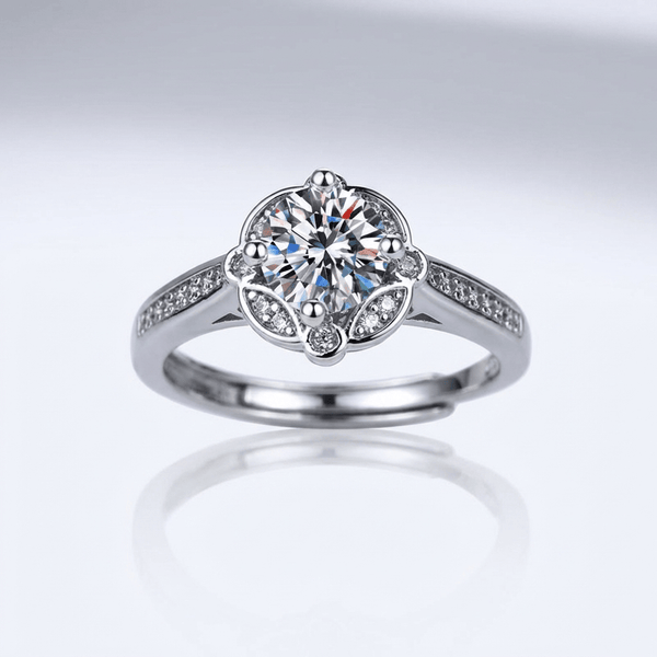 SILVER DIAMOND BLOOM RING - (ADJUSTABLE)