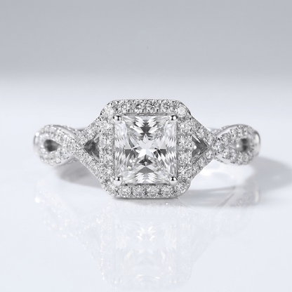 SILVER CUSHION DIAMOND TRILOGY RING