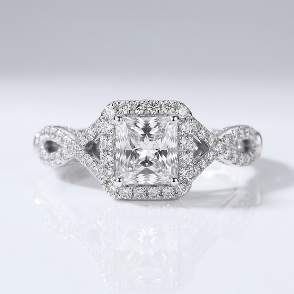SILVER CUSHION DIAMOND TRILOGY RING