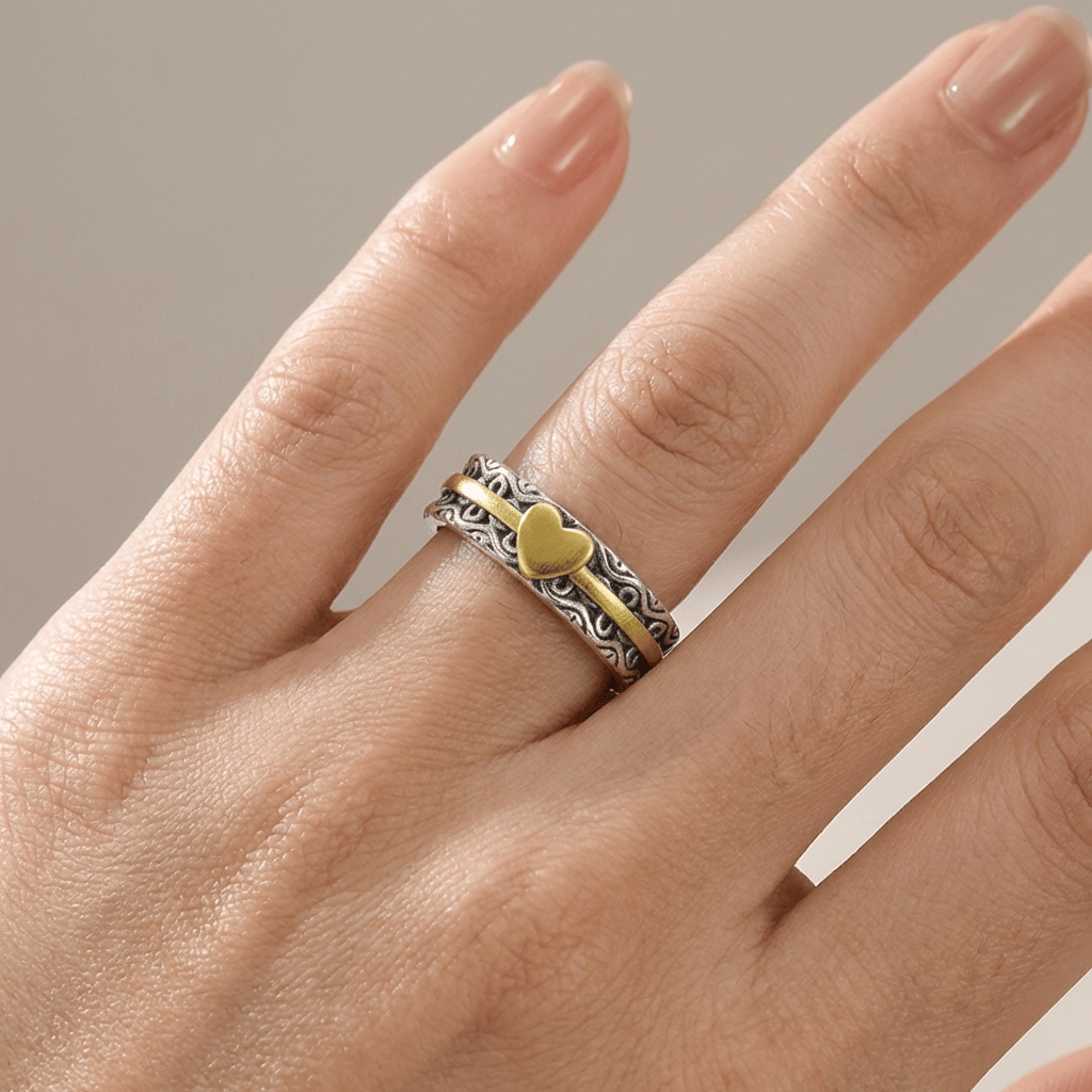 HANDMADE GOLD HEART BAND RING