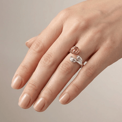 ROSE & THORN SILVER RING - (ADJUSTABLE)