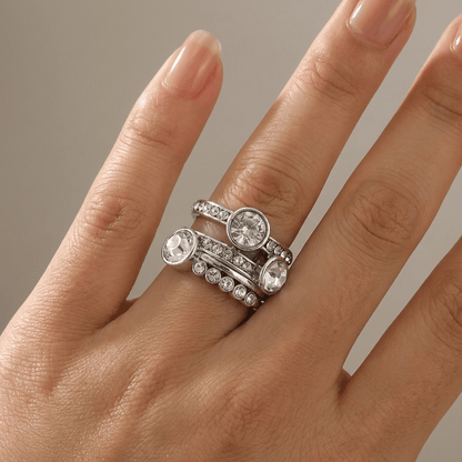 SILVER TWIN SPARKLE RING