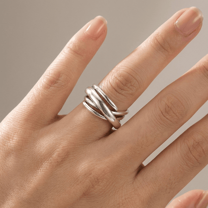 SILVER STACKED ZIRCONIA RING - (ADJUSTABLE)
