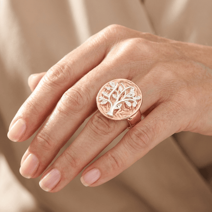 ROSE GOLD TREE OF LIFE RING - (ADJUSTABLE)
