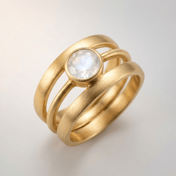 GOLD MOONSTONE BAND RING