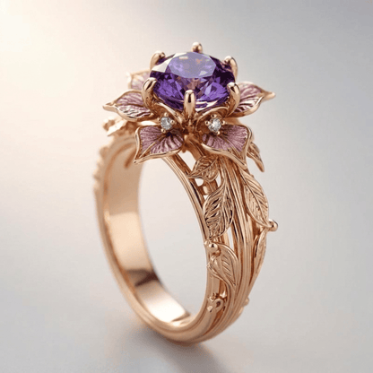 GOLD PURPLE FLORA RING