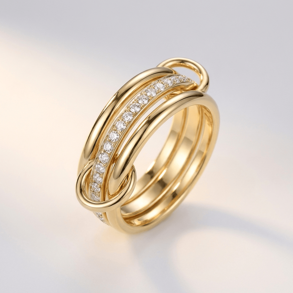 GOLD ZIRCONIA INTERTWINE RING