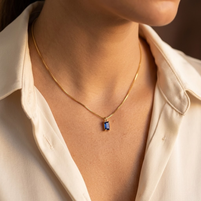 Gold Sapphire Minimalist Necklace