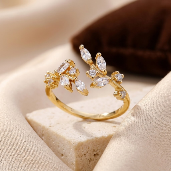 Gold Open Leaf Ring