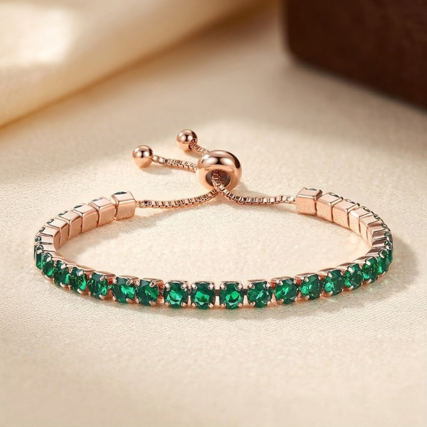 Gold Emerald Adjustable Tennis Bracelet