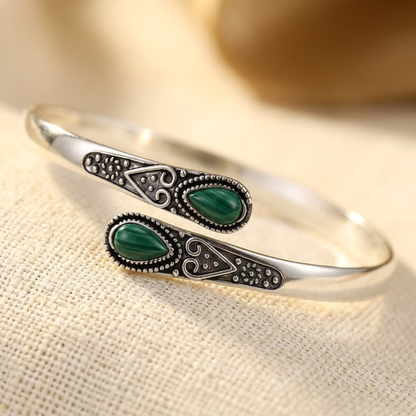 Silver Emerald Vintage Bangle