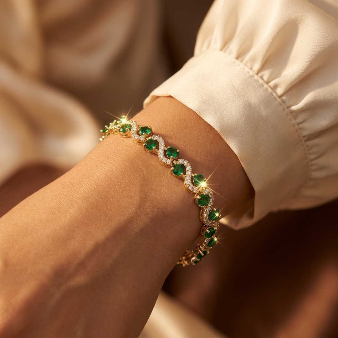 Gold Emerald Halo Bracelet