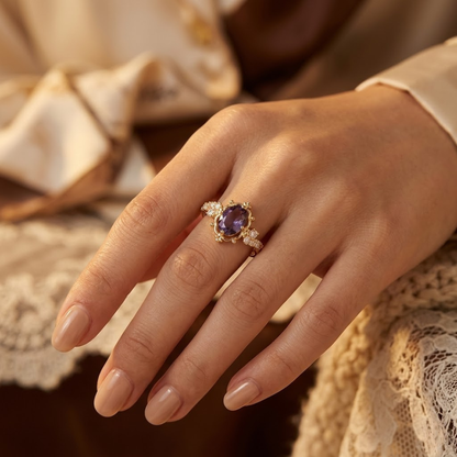 Gold Amethyst Princess Ring