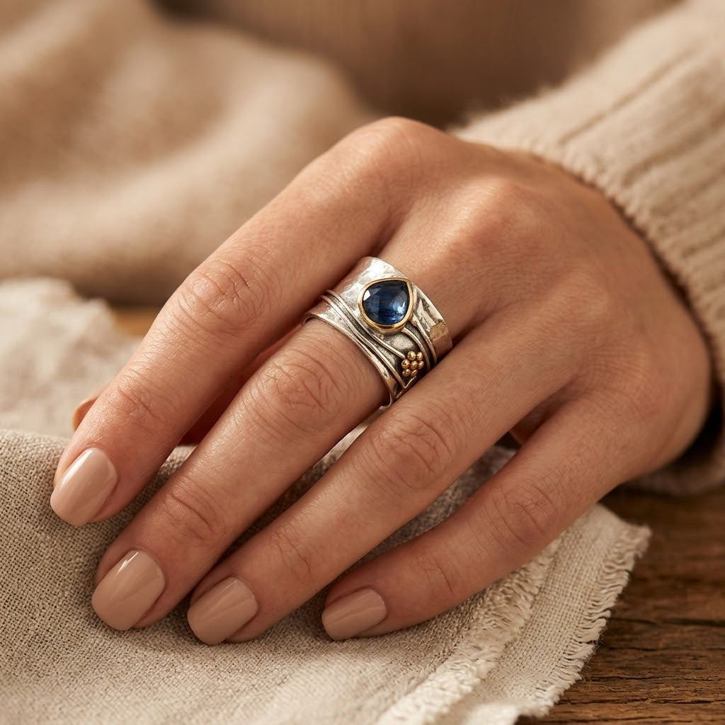 Silver and Gold Bezel Accent Ring