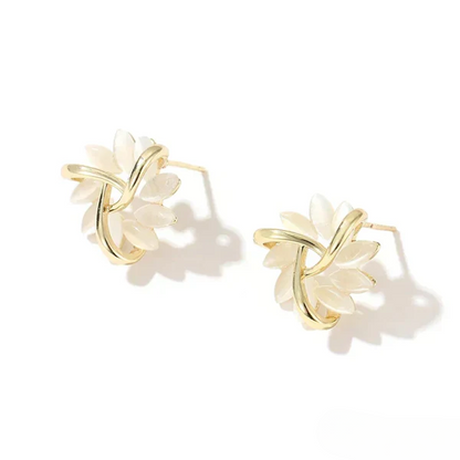 Sienna™ | Elegant Opal Petal Circle Stud Earrings