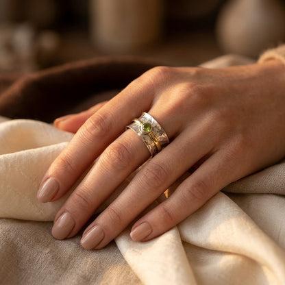 Silver and Gold Rustic Band Ring