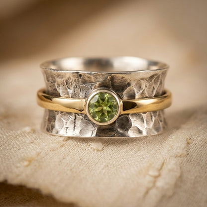 Silver and Gold Rustic Band Ring