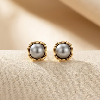 Gold Pearl Stud Earrings