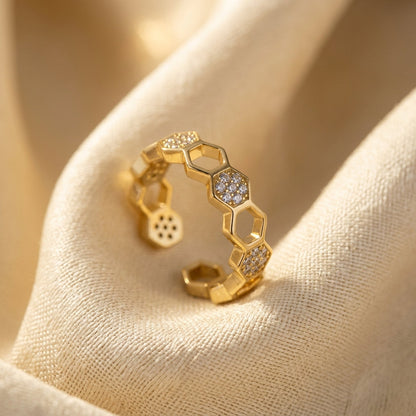 Gold Geometric Open Ring