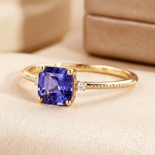 Gold Amethyst Solitaire Ring