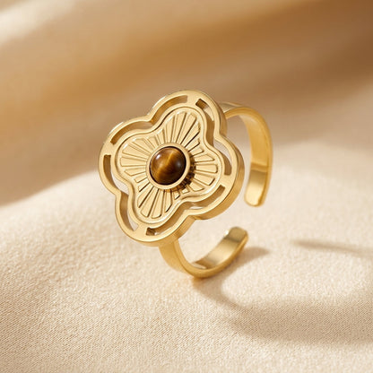 Gold Floral Open Ring