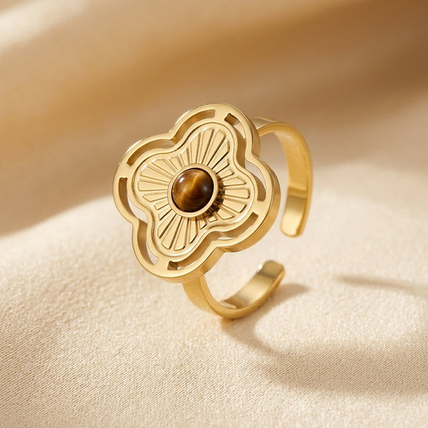 Gold Floral Open Ring